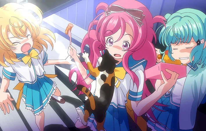 ねこのおどろく3人